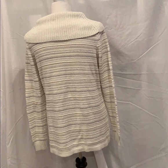 Cream striped cowl neck sweater by Charter Club - Picture 5 of 7
